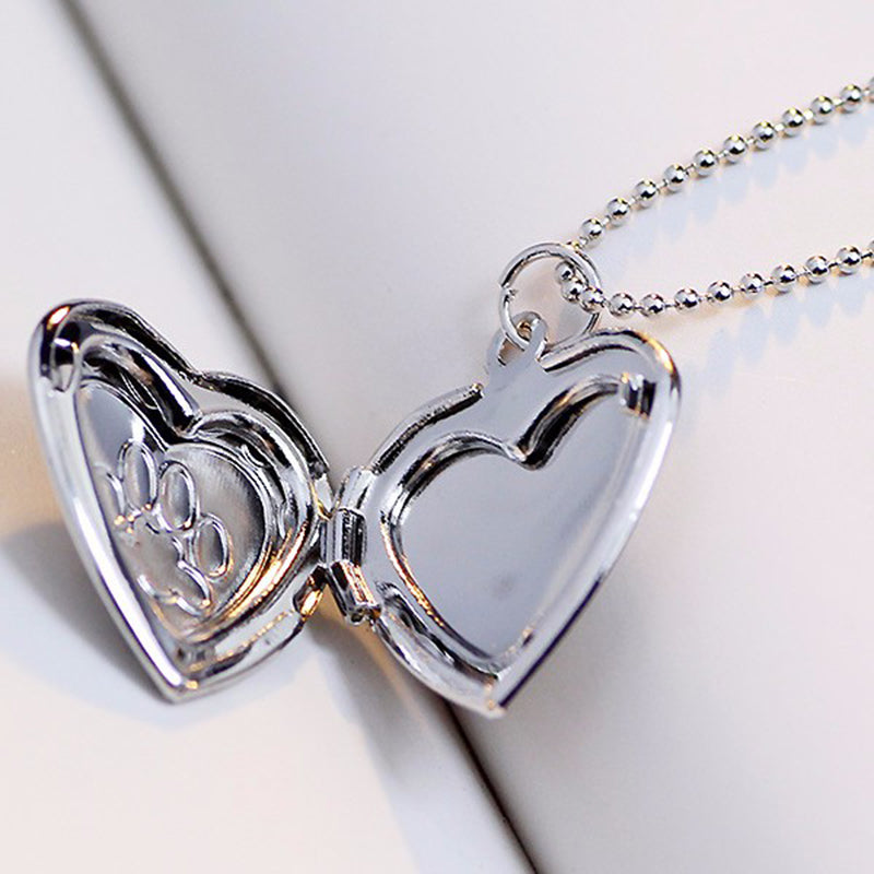 Paw Heart Picture Locket Necklace