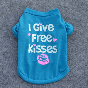 Super Cute I Give Free Kisses Dog Cotton T-Shirt