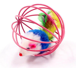 Caged Feathery Mouse Ball Cat Teaser