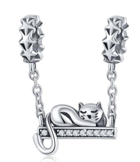 Adorable Sterling Silver Cat Charm