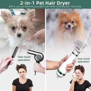 2-In-1 Pet Hair Dryer And Grooming Brush